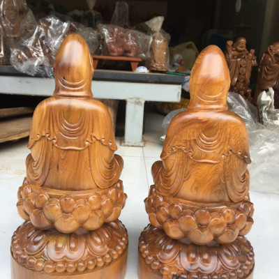 Tượng phật bà quan âm bồ tát bằng gỗ bách xanh thơm nức kt cao 30×15×15cm 