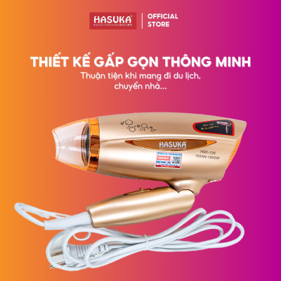 Máy sấy tóc HASUKA HSK-126 công suất 1600-1800W, tay cầm có thể gấp gọn, 3 mức nhiệt độ, 3 tốc độ gió sử dụng tiện lợi - HÀNG CHÍNH HÃNG