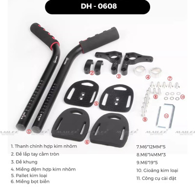 Tay Nắm TT Xe Đạp, Tay nghỉ DH-0608 Hợp Kim Nhôm Đen Nghỉ Tay Địa Hình Đường Trường - Mai Lee
