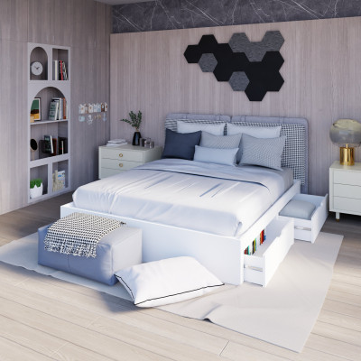 [Happy Home Furniture] MOLLY , Giường ngủ 2 ngăn kéo GNG_106, GNG_107, GNG_108, GNG_109