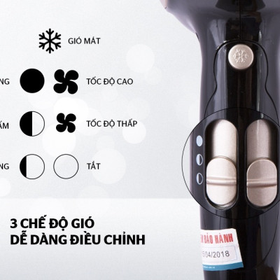 Máy sấy tóc SUNHOUSE SHD2317 công suất lớn 1800W sấy 2 chiều nóng lạnh, nhanh khô và bảo vệ tóc - Hàng chính hãng