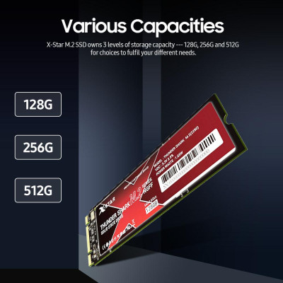 X-Star M.2 Solid State Drive Internal SSD Thunder Shark M.2 SSD M.2 2280/3D NAND Technology/High Transmitting Speed