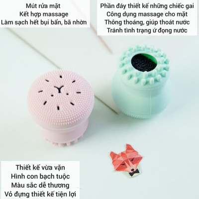 Cọ Rửa Mặt Bạch Tuộc Tạo Bọt Xốp Rửa Sạch Massage Lỗ Chân Lông Tẩy Tế Bào Chết - Hàng chính hãng 