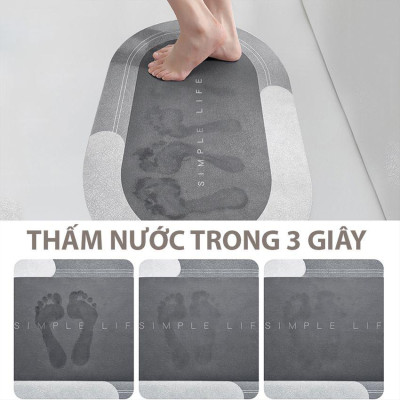 Thảm chùi chân nhà vệ sinh phòng khách phòng bếp siêu hút nước 3 giây khô nhanh