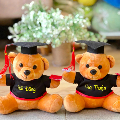 Thú nhồi bông tốt nghiệp êm mịn dễ thương cao cấp - Size 22cm - Quà tặng gấu bông tốt nghiệp dễ thương- Gối ôm mềm mịn cho bé