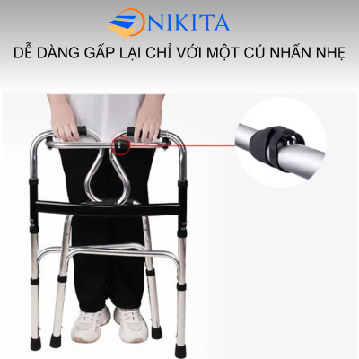 Khung tập đi tích hợp ghế ngồi hoặc bô vệ sinh, tiện dụng, chắc chắn, điều chỉnh được độ cao, chính hãng Nikita