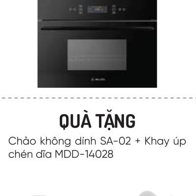 Lò nướng MOV-65DA (kính đen) - Tặng Chảo không dính SA-02 + Khay úp chén dĩa MDD-14028 - Hàng chính hãng