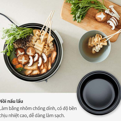 Nồi điện đa năng LocknLock 2 trong 1 nướng lẩu tối ưu 4 chế độ nhiệt (4 Lít)- EJP544WHT - Hàng chính hãng