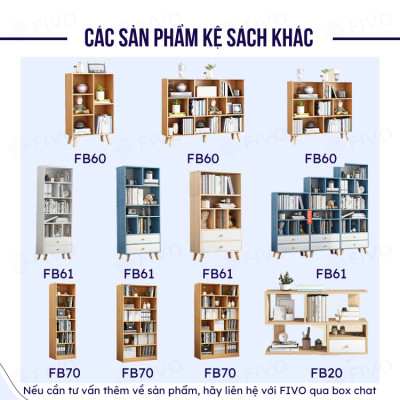 Tủ Kệ Sách Đứng Đa Năng FIVO Mã FB61 Cao Cấp Phong Cách Châu Âu, Phủ Melamine Chống Trầy Xước Và Chống Nước Bề Mặt - Hàng Chính Hãng