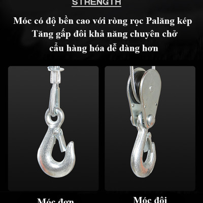 Bộ Tời Điện Kèm Rùa ABG PA400 (200/400kg) 12 Mét - Giúp Máy Tời Treo Nâng Hạ Vật Nặng Dễ Dàng Trong Nhà Xưởng Công Nghiệp Và Đời Sống, Nâng Kéo Linh Hoạt, Hiệu Quả Cao - Hàng Chính Hãng