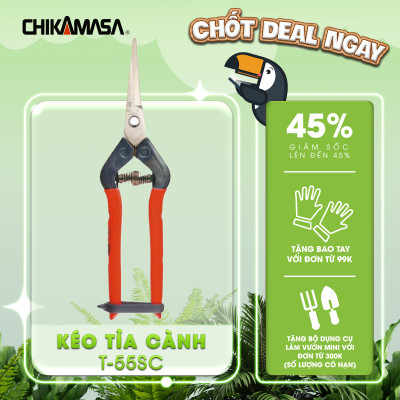 Kéo tỉa cành cao cấp Nhật Bản  Chikamasa T-55SC chiều dài lưỡi 48mm - lưỡi thép không gỉ chất lượng cao siêu bén - Cắt ngọt, không bám dính, liền sẹo nhanh