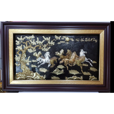 TRANH ĐỒNG VÀNG NGUYÊN CHẤT LIỀN TẤM ,MẠ VÀNG BẠC -MÃ ĐÁO THÀNH CÔNG