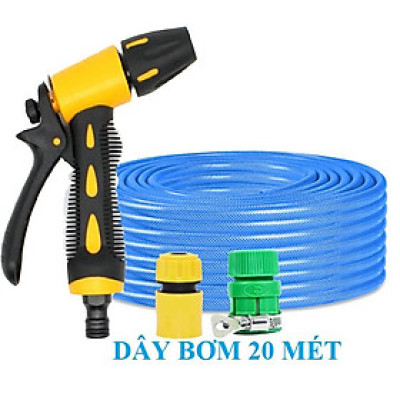 Vòi Xịt Rửa Xe️ Bộ dây vòi xịt nước rửa xe, tưới cây , tăng áp 3 lần, loại 20m 206319 cút sập, + đai