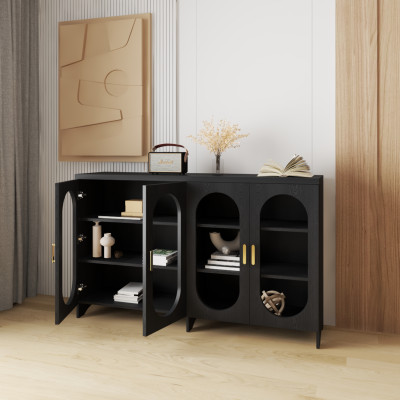 HAPPY FURNITURE , Tủ lưu trữ 4 cửa kính - CHEVY, TLT_048 , 160cm x 40cm x 98cm DxRxC