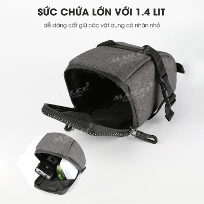 Túi Yên Xe Đạp XD-01 Gắn Yên Sau Tích Hợp Đèn Đuôi Nhấp Nháy Cảnh Báo nhiều màu, chất liệu vải 300D chống thấm nước, sạc Type C, dung tích 1.4 lít (kèm bọc chống mưa đi kèm) - Mai Lee