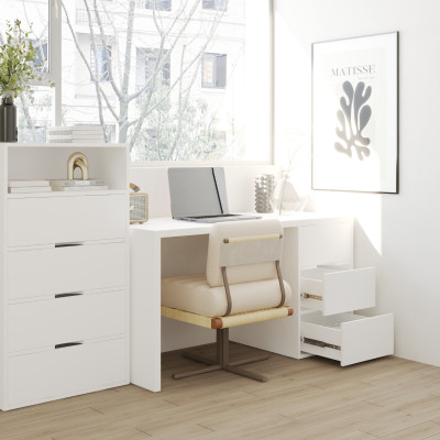 HAPPY FURNITURE ,Bàn làm việc 3 ngăn kéo - LAYLA , BAN_165 , 140cm x 59cm x 75cm DxRxC