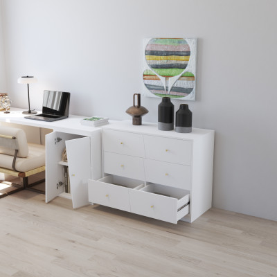 HAPPY FURNITURE , Tủ lưu trữ 6 ngăn kéo - DALEY ,THK_344 , 100cm x 45cm x 77cm DxRxC