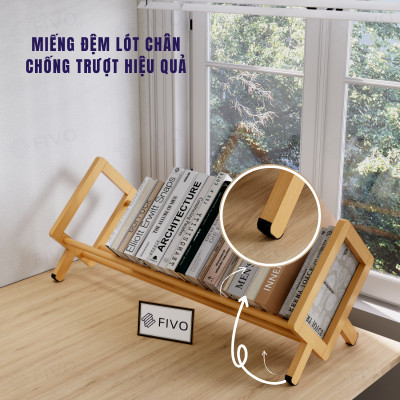 Kệ Sách Gỗ Tre Tự Nhiên Để Bàn Mini FB28 FIVO Dễ Lắp Ráp, Tiết Kiệm Diện Tích, Decor Trang Trí Bàn Học Và Bàn Làm Việc