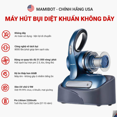 Máy hút bụi diệt khuẩn giường nệm Mamibot Uvlite100 - Hàng chính hãng
