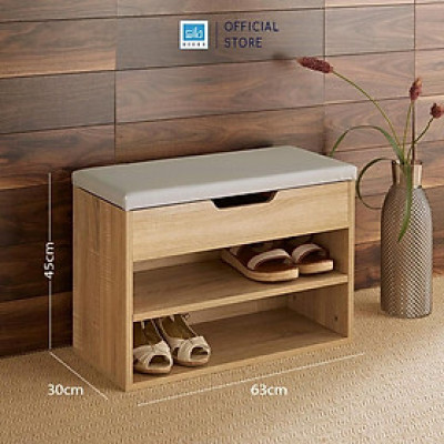 Kệ Giày Màu Sonoma Oak Phối Ghế Bọc Nệm Dài 63cm Thương Hiệu SIB Decor TG12