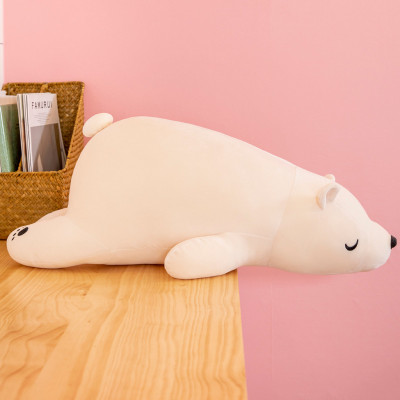 Gấu Bông Gấu Bắc Cực Ice Bear Nằm Dễ Thương Mềm Mịn Mẫu Mới (35cm--->65cm) Gối Ôm Gấu Bắc Cực Nằm Hàng Cao Cấp Vải Miniso 4 Chiều Co Giãn Êm Ái