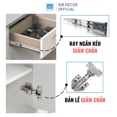 Tủ Gỗ 6 Ngăn Kéo Hiện Đại Màu Trắng Dài 135cm Thương Hiệu SIB Decor KG81