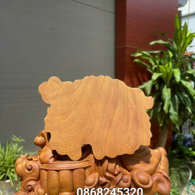 Tượng phật di lặc nhị phúc bằng gỗ bách xanh thơm nức kt 30×20×12cm 