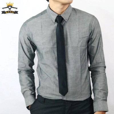 Áo sơ mi nam trơn KING tay dài trắng đen cho công sở chất kiệu vải co giản thoán mát S01
