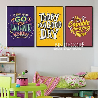 (CÓ ẢNH THẬT) Tranh treo tường trang trí decor lớp học tiếng anh 2 kèm đinh treo