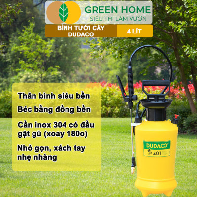 Bình Tưới Cây Dudaco, GreenHome, 4 Lít, Phun Xa 2 Chế Độ, Bơm Nhẹ Tay, Tưới Cây Phun Sương, Bền, Đẹp