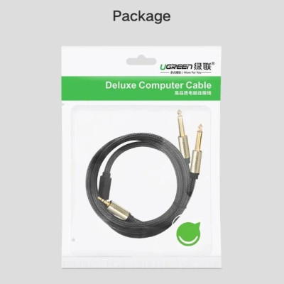 Ugreen UG10619AV126TK 5M màu Đen Cáp âm thanh 2 đầu 6.5mm dương sang 3.5mm dương - HÀNG CHÍNH HÃNG