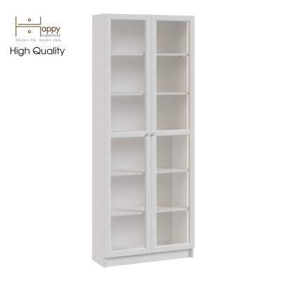 [Happy Home Furniture] CATY, kệ sách 6 tầng cửa kính tích hợp đèn LED, 80cm x 30cm x 202cm (DxRxC), KSA_010_LED