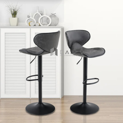 Ghế đảo bếp có lưng tựa hiện đại Ghế bar tăng giảm độ cao chân đen sắt sơn tĩnh điện CB2281A-P Morden Bar Stools HCM