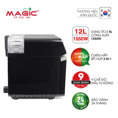 Nồi chiên không dầu kết hợp hấp Magic Eco S12 12L - Hàng chính hãng