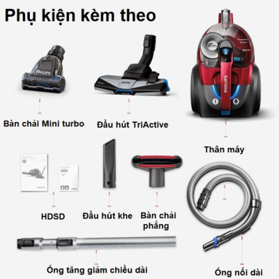 Máy hút bụi cao cấp Philips PowerPro Expert FC9735/81 1800W - Hàng Nhập Khẩu