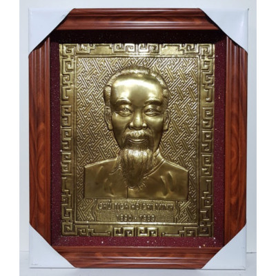 Chân dung ảnh bác Hồ (tranh đồng vàng nguyên chất)