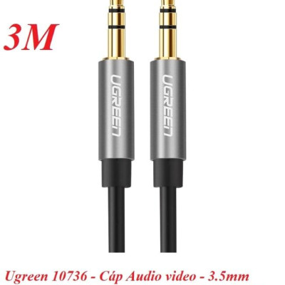 Ugreen UG10736AV119TK 3M màu Đen Cáp âm thanh 2 đầu 3.5mm dương dây tròn TPE cao cấp - HÀNG CHÍNH HÃNG