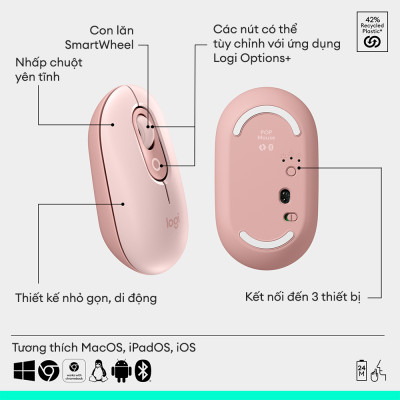 Combo chuột và bàn phím Bluetooth Logitech POP ICON COMBO của Logitech - Hàng chính hãng