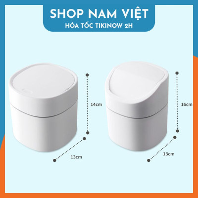 Thùng Rác Mini Phòng Ngủ, Toilet, Xe Hơi Nắp Lò Xo - Giữ Mùi 90%