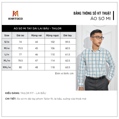 Áo sơ mi nam tay dài form suông Khatoco A1MD498T1-CNTR513-2605-D-TRẮNG GÂN