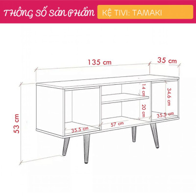 Kệ tivi gỗ công nghiệp phòng ngủ gia đình SMLIFE Tamaki