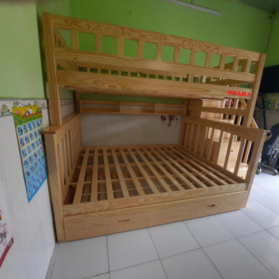 Giường tầng cao cấp USA OHAHA - Màu gỗ thông tự nhiên