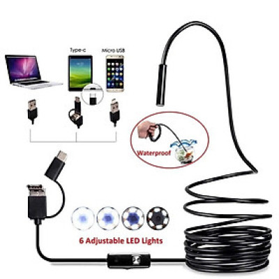 Camera Nội Soi Tai, Soi Đồ Vật Dài 2M Cắm Điện Thoại 3in1 - Hàng Cao Cấp Loại Tốt
