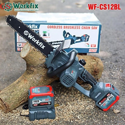 Máy cưa xích pin Workfix WF-CS12BL, Động cơ Không chổi than, Chiều dài lam 28cm - Pin Khủng 15 cell