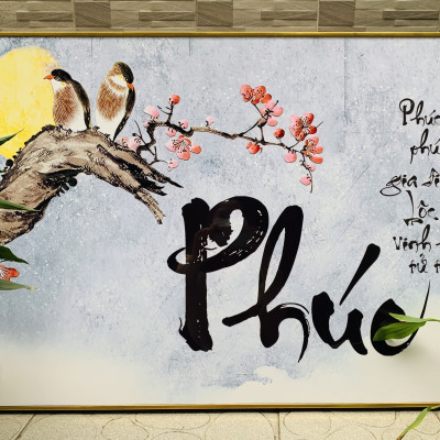 Tranh treo tường chữ Phúc - tranh treo tường phòng khách,phòng làm việc,nhà hàng, khách sạn TT03