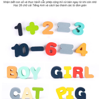 Đồ Chơi Gỗ, Bảng Gỗ Thông Minh 6IN1 Đồ Chơi Giúp Bé Phát Triển Trí Não Giáo Dục Theo Phương Pháp Montessori - Tặng Kèm 01 Tranh Ghép Bằng Gỗ