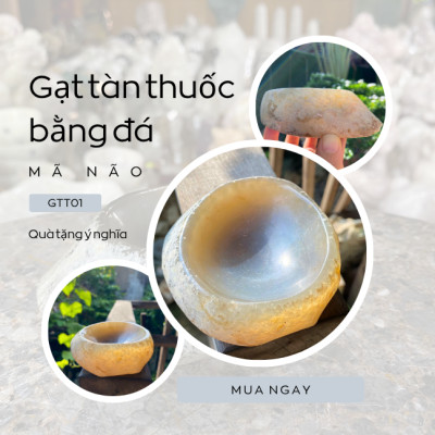 Gạt tàn thuốc bằng đá mã não NHASAN GTT01 Vẻ Đẹp SANG TRỌNG Vĩnh Cửu nặng 560gr (KT: 10x12cm)