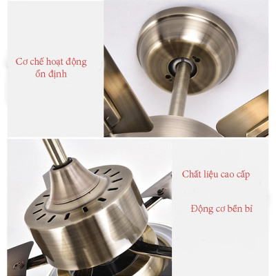 Quạt trần đèn trang trí thông minh 5 cánh sắt - Tích hợp đa chức năng - Có điều khiển từ xa - có đèn - Hàng chính hãng Klasse