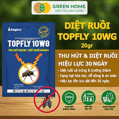 Thuốc Diệt Ruồi Greenhome, Topfly 10wg, Gói 20gr, Thu Hút Mạnh, Diệt Ruồi Nhanh, Hiệu Quả, An Toàn, Tiết Kiệm