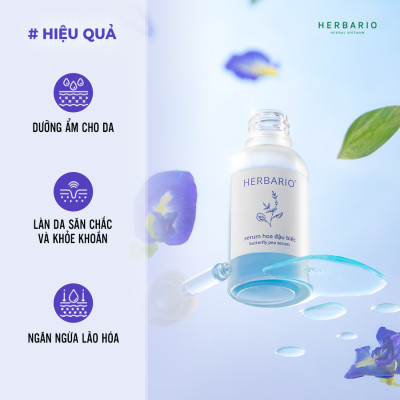 Combo Serum hoa đậu biếc herbario 30ml + Mặt Nạ hoa đậu biếc herbario 30ml phục hồi và trẻ hóa làn da